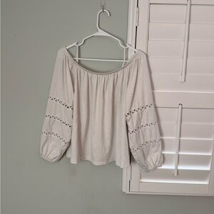 Lilly Pulitzer Off the Shoulder Top Size L Cream Boho Sleeve